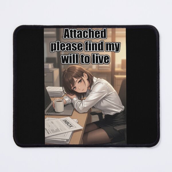 Item preview, Attached Please Find My Will To Live | Funny Office Email Burnout Anime Meme designed and sold by Amber Sky Creations.