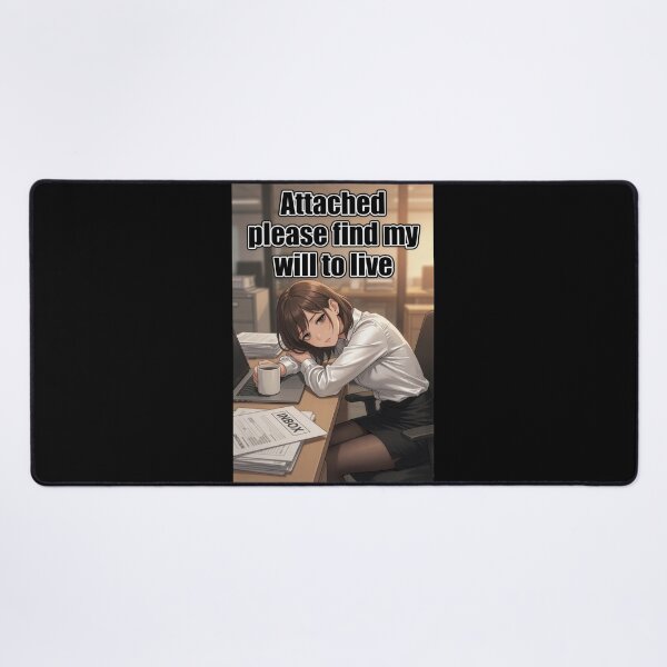 Item preview, Attached Please Find My Will To Live | Funny Office Email Burnout Anime Meme designed and sold by Amber Sky Creations.