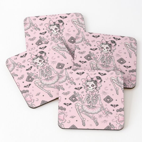 Item preview, Cute Kawaii Pink Skeleton Halloween Pattern designed and sold by KelliesGrafix.