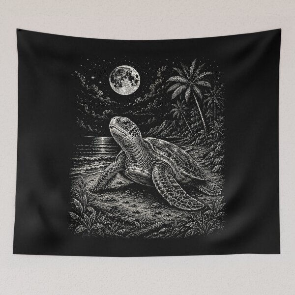 Item preview, Sea Turtle Ocean Wildlife | Sea Turtle Under the Full Moon | Sea Turtle Nautical Art  designed and sold by SOUFIANE1991.