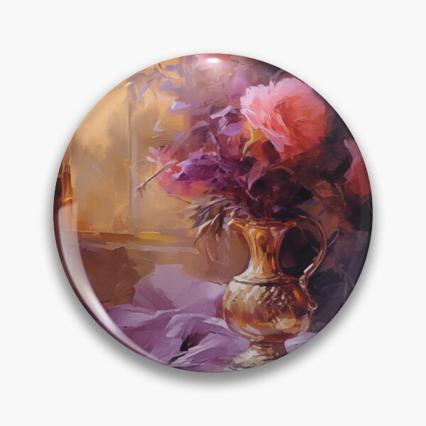 Item preview, Bodegón floral en morado y dorado al óleo designed and sold by AniDragonfly.
