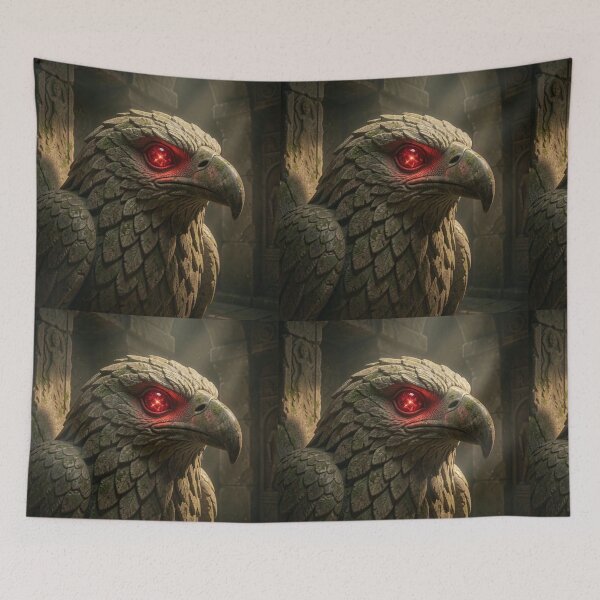 Item preview, Antique Mythic Eagle Relic with Flickering Fire Ruby Eye Wall Art Design designed and sold by TaBogroupsRed.