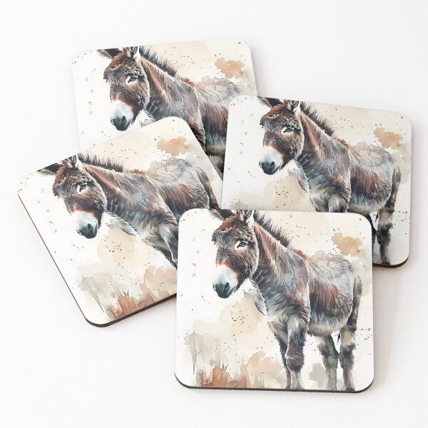 Item preview, Rustic Watercolor Donkey Portrait - Farmhouse Farm Animal Art designed and sold by By Nayla.