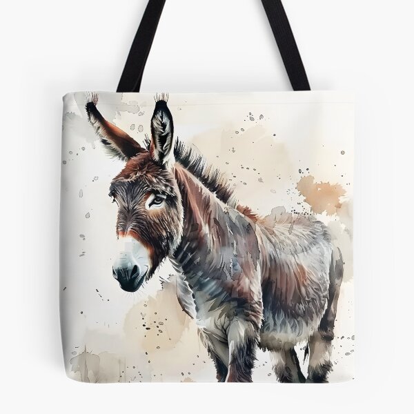 Item preview, Rustic Watercolor Donkey Portrait - Farmhouse Farm Animal Art designed and sold by By Nayla.