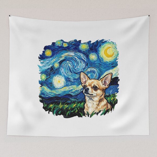 Item preview, Chihuahua Starry Night Swirling Sky Oil Painting designed and sold by SiarheiYur.