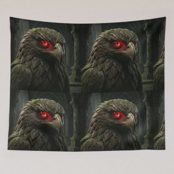 Item preview, Eldritch Sorcery Ancient Eagle Sculpture Embedded with Glowing Red Jewel designed and sold by TaBogroupsRed.