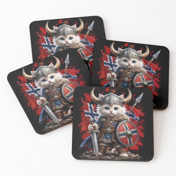 Item preview, Cute Norwegian Cat Viking Warrior Norway Flag Pride Graphic T-Shirt | Nordic Cat Lover Gift designed and sold by Trendably.