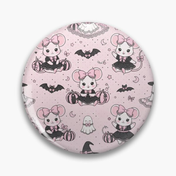 Item preview, Cute Kawaii Pink Mouse Halloween Pattern designed and sold by KelliesGrafix.