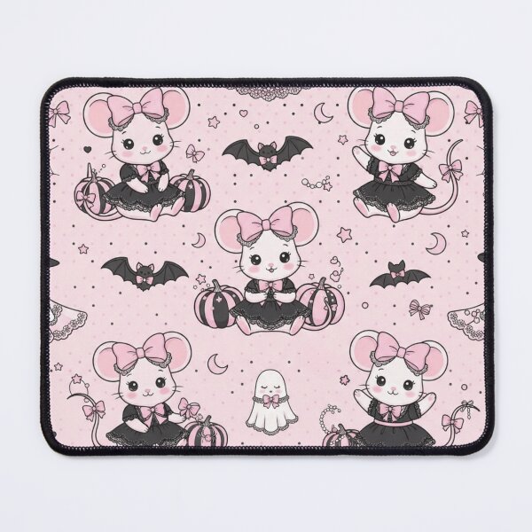 Item preview, Cute Kawaii Pink Mouse Halloween Pattern designed and sold by KelliesGrafix.