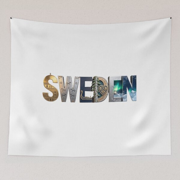 Item preview, Sweden Landmark Typography – Scandinavian Travel Design designed and sold by VladisWorld.