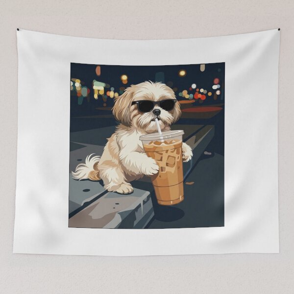 Item preview, Cool Dog Sunglasses Iced Coffee Night Vibes designed and sold by SiarheiYur.