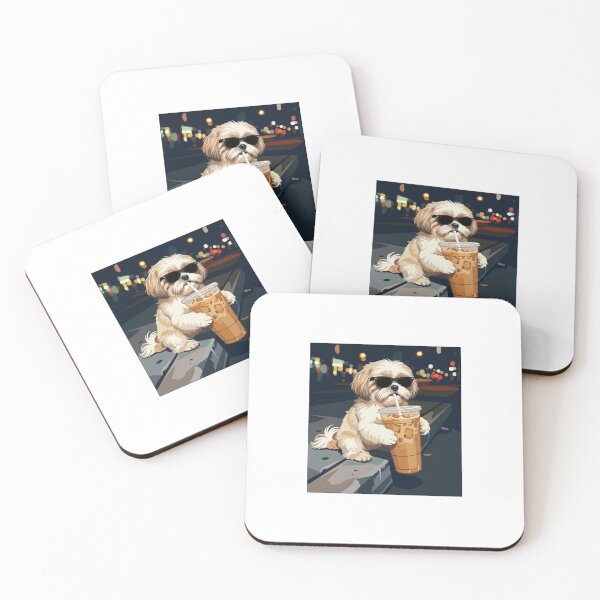Item preview, Cool Dog Sunglasses Iced Coffee Night Vibes designed and sold by SiarheiYur.
