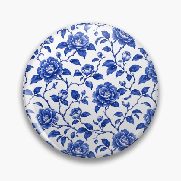 Item preview, Camellia Chinoiserie Blue White Porcelain Seamless Pattern designed and sold by Inkworksbyshery.