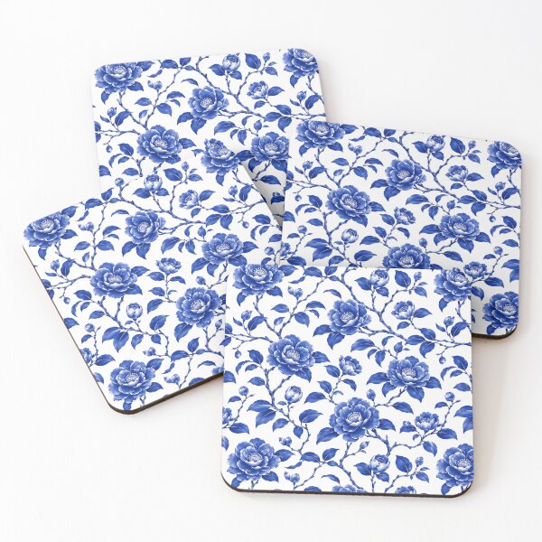 Item preview, Camellia Chinoiserie Blue White Porcelain Seamless Pattern designed and sold by Inkworksbyshery.