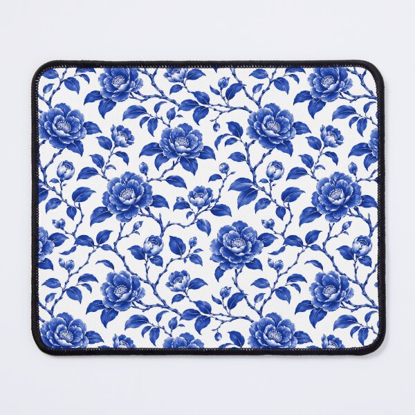 Item preview, Camellia Chinoiserie Blue White Porcelain Seamless Pattern designed and sold by Inkworksbyshery.