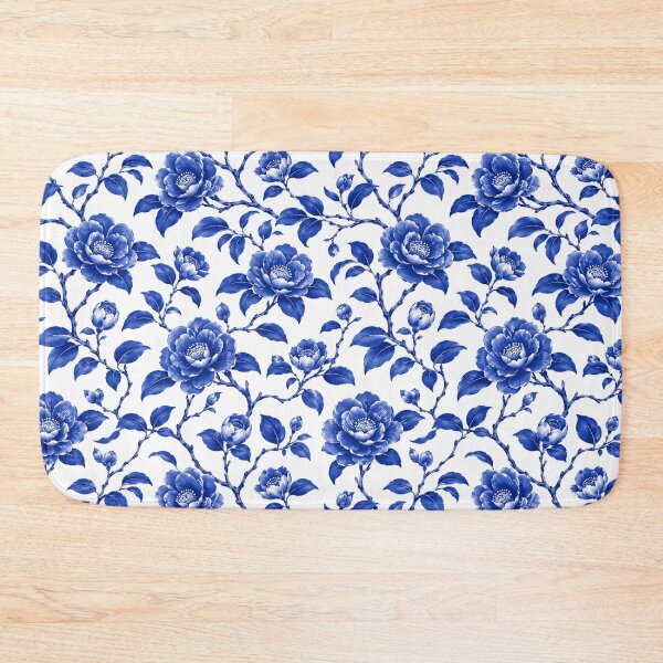 Item preview, Camellia Chinoiserie Blue White Porcelain Seamless Pattern designed and sold by Inkworksbyshery.
