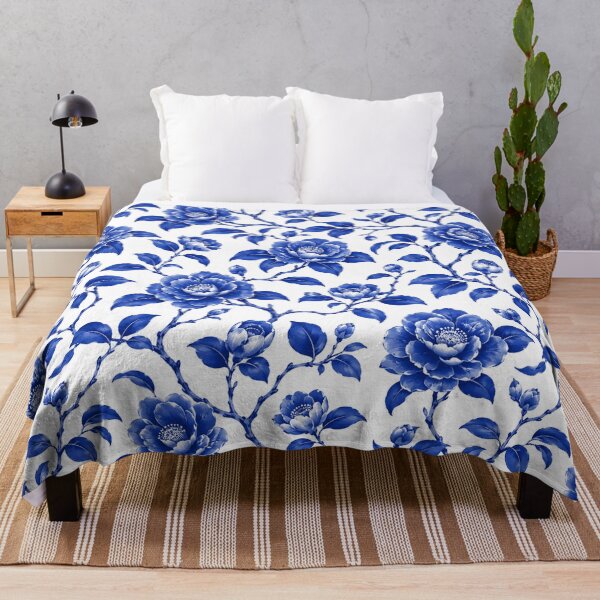 Item preview, Camellia Chinoiserie Blue White Porcelain Seamless Pattern designed and sold by Inkworksbyshery.