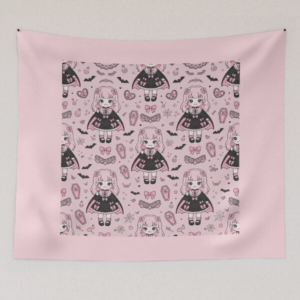 Item preview, Cute Kawaii Pink Vampire Halloween Pattern designed and sold by KelliesGrafix.