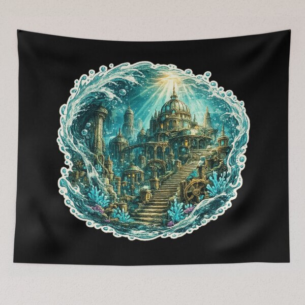 Item preview, Sunken Golden City Underwater Wave Illustration designed and sold by ArtoryWorks.