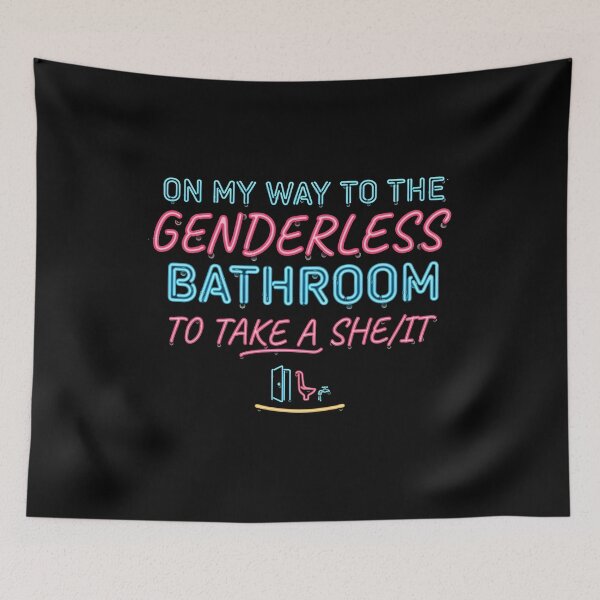 Item preview, On My Way to The Genderless Bathroom to Take a She/It Funny Wordplay Pun Lover designed and sold by Redgiant87x.