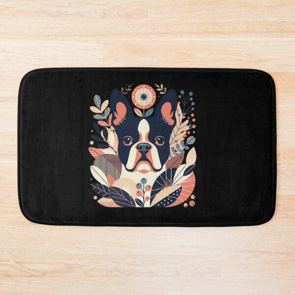 Item preview, Boston Terrier Floral Folk Art Botanical Portrait designed and sold by SiarheiYur.