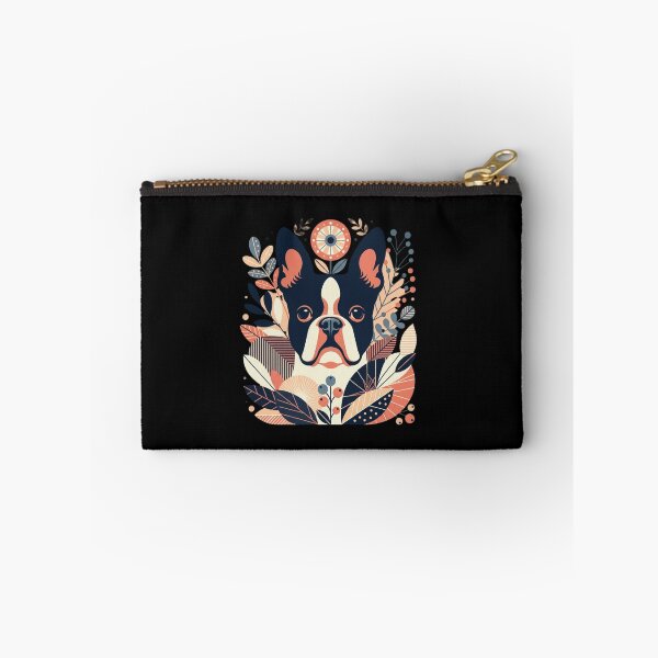 Item preview, Boston Terrier Floral Folk Art Botanical Portrait designed and sold by SiarheiYur.