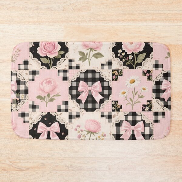 Item preview, Vintage Patchwork Pink Floral & Checkered designed and sold by PrincessJStudio.