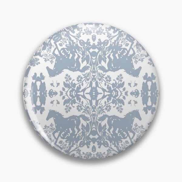 Item preview, Vintage Dusty Blue Equestrian Toile Geometric Damask Pattern designed and sold by FawnFeatherCo.