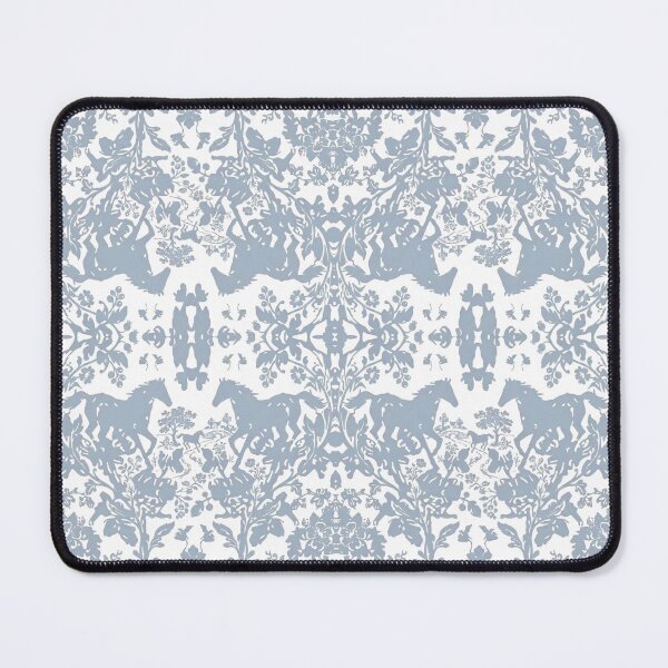 Item preview, Vintage Dusty Blue Equestrian Toile Geometric Damask Pattern designed and sold by FawnFeatherCo.