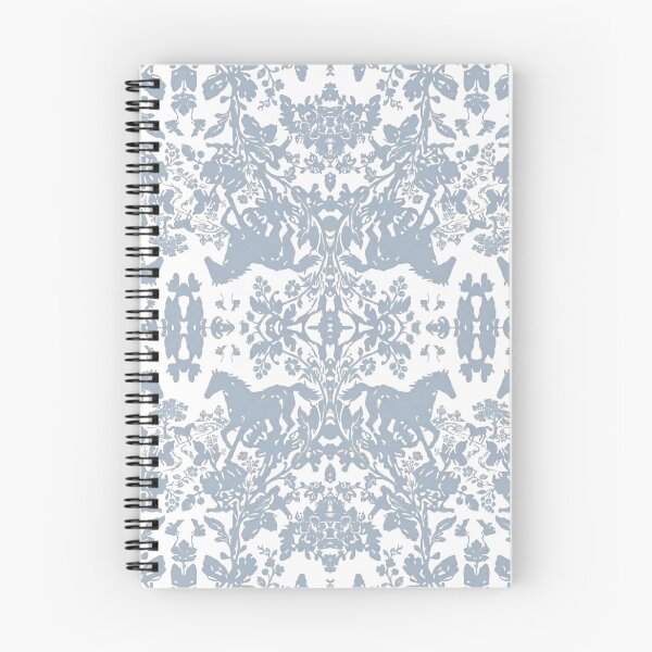 Item preview, Vintage Dusty Blue Equestrian Toile Geometric Damask Pattern designed and sold by FawnFeatherCo.
