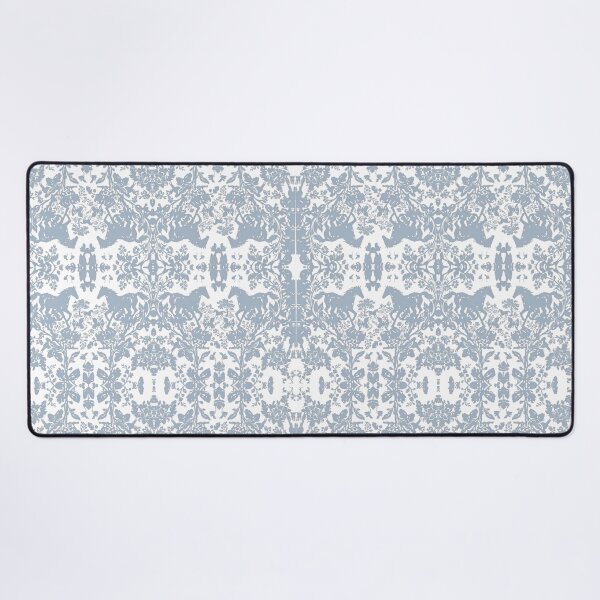 Item preview, Vintage Dusty Blue Equestrian Toile Geometric Damask Pattern designed and sold by FawnFeatherCo.