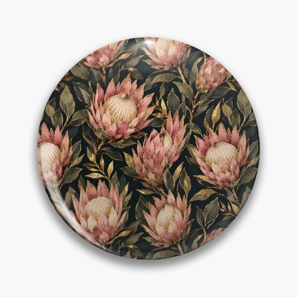 Item preview, Protea Gold Foil Luxury Watercolor Dark Seamless Pattern designed and sold by Inkworksbyshery.