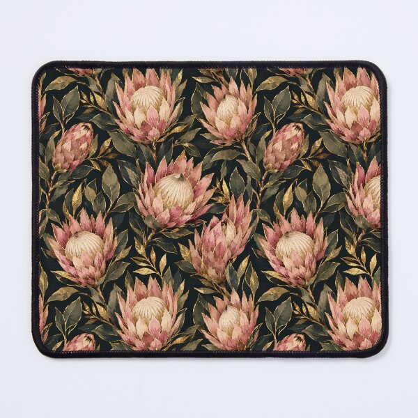 Item preview, Protea Gold Foil Luxury Watercolor Dark Seamless Pattern designed and sold by Inkworksbyshery.
