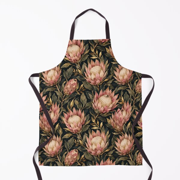 Item preview, Protea Gold Foil Luxury Watercolor Dark Seamless Pattern designed and sold by Inkworksbyshery.