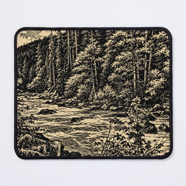 Item preview, Rushing Forest River | Linocut Nature designed and sold by Linoluca.