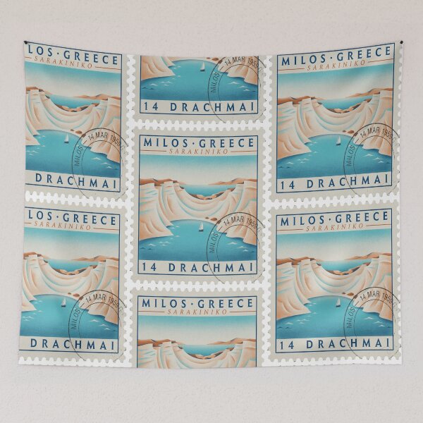 Item preview, Milos Greece Sarakiniko Lunar Coast Postage Stamp Sticker designed and sold by stickercuffs.