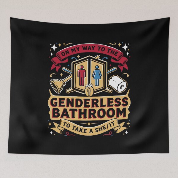 Item preview, On My Way to The Genderless Bathroom to Take a She/It Funny Sarcastic Quote designed and sold by Redgiant87x.