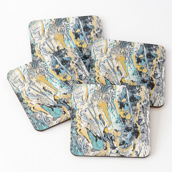 Item preview, Abstract painting in teal and gold designed and sold by Fayes4Art.