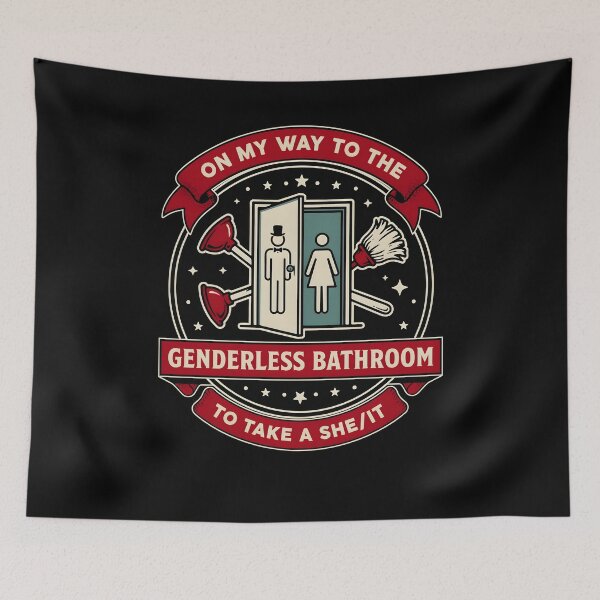 Item preview, On My Way to The Genderless Bathroom to Take a She/It Pun Lover designed and sold by Redgiant87x.