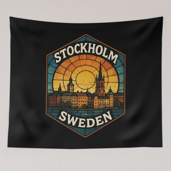 Item preview, Stockholm Sweden Stained Glass Art Travel designed and sold by TomFrontierArt.