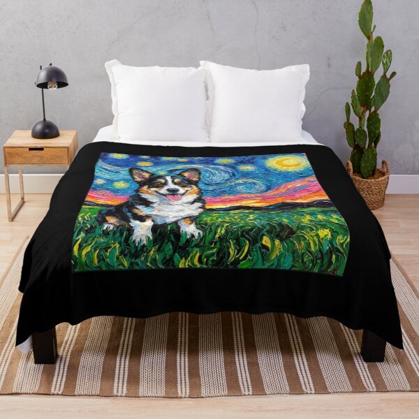 Item preview, Tri Color Corgi Swirly Night Sky Oil Painting designed and sold by SiarheiYur.