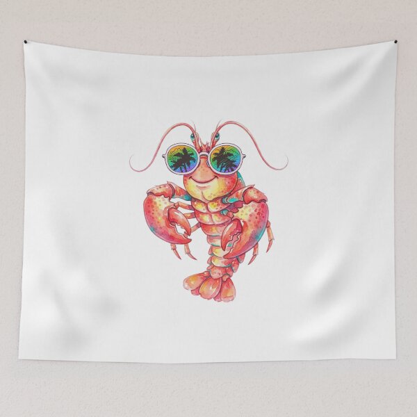 Item preview, Cool Summer Lobster Wearing Tropical Sunglasses Watercolor Illustration designed and sold by VibranPalette.