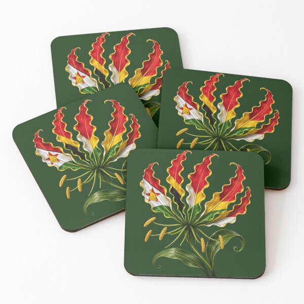 Item preview, Zimbabwe Flame Lily | Zimbabwe Flag Floral Art | National Flower | Patriotic Botanical Design | Zimbabwe Gift designed and sold by Ginastle26.
