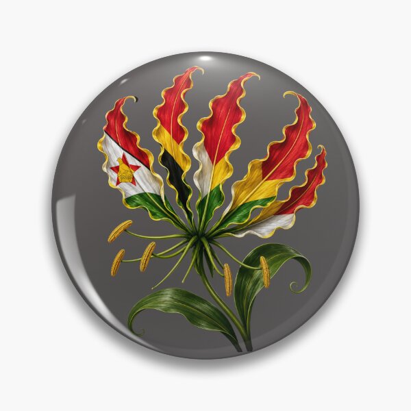 Item preview, Zimbabwe Flame Lily | Zimbabwe Flag Floral Art | National Flower | Patriotic Botanical Design | Zimbabwe Gift designed and sold by Ginastle26.