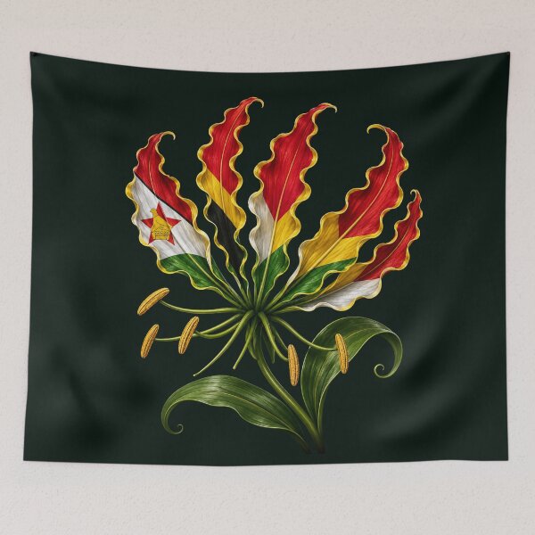 Item preview, Zimbabwe Flame Lily | Zimbabwe Flag Floral Art | National Flower | Patriotic Botanical Design | Zimbabwe Gift designed and sold by Ginastle26.