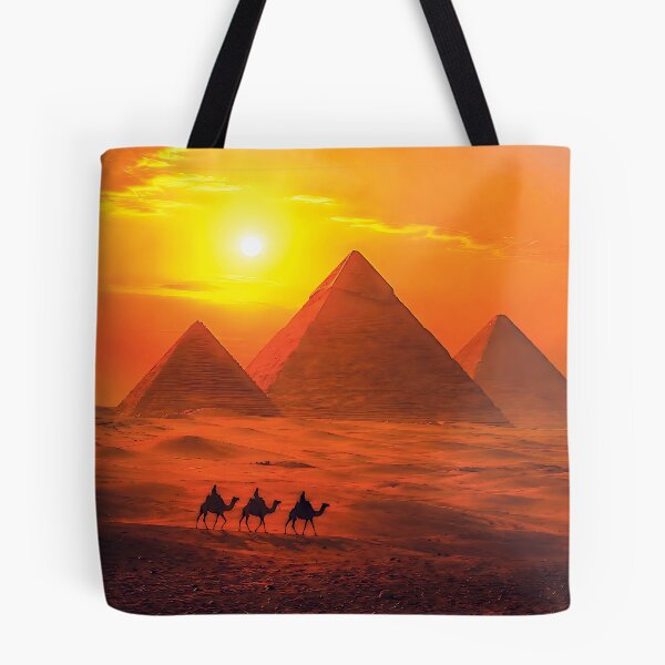 Item preview, Majestic Egyptian Pyramids Golden Sunset Landscape designed and sold by ZahraaStudio.