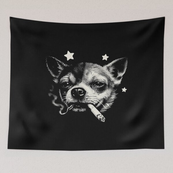 Item preview, Grumpy Chihuahua Smoking Stars Vintage Halftone Art designed and sold by SiarheiYur.