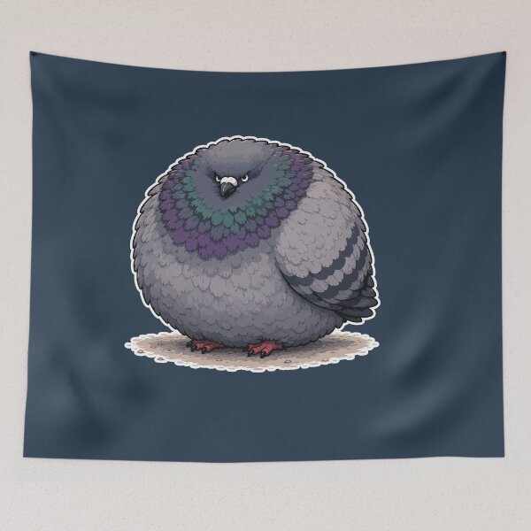 Item preview, Angry Round Pigeon Sticker – Grumpy Fat Bird Cartoon designed and sold by SimplePoDesign.