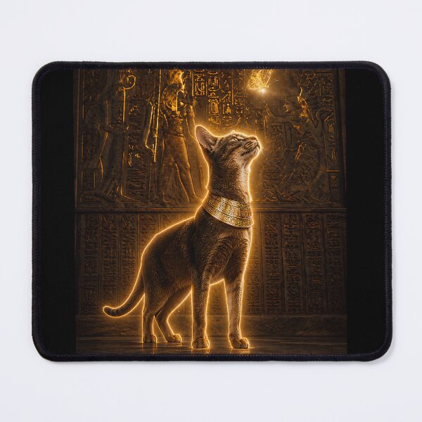 Item preview, Mystical Egyptian Cat with Glowing Golden Aura designed and sold by ZahraaStudio.