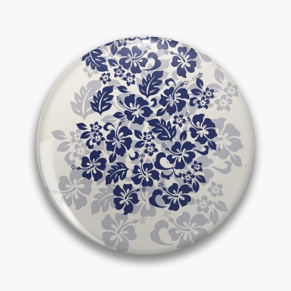 Item preview, Tifaifai Hibiscus – Navy on Cream Floral Print designed and sold by CreaTahiti.